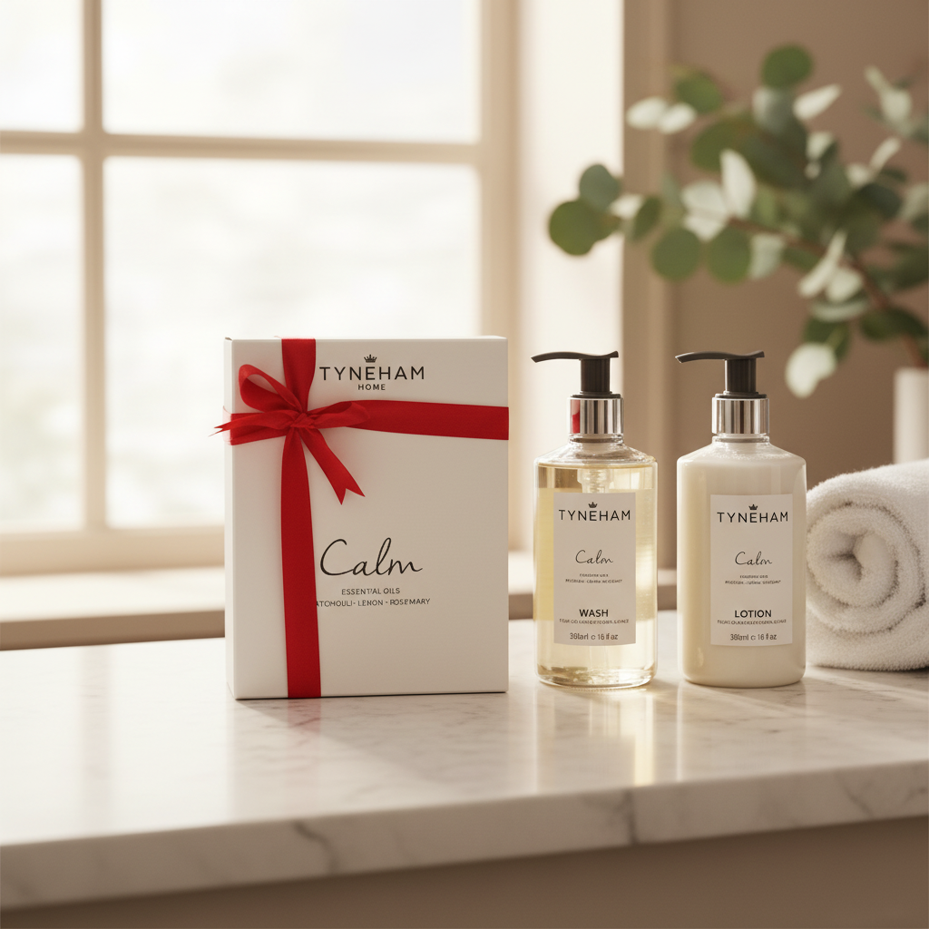 Calm gift set clear red ribbon